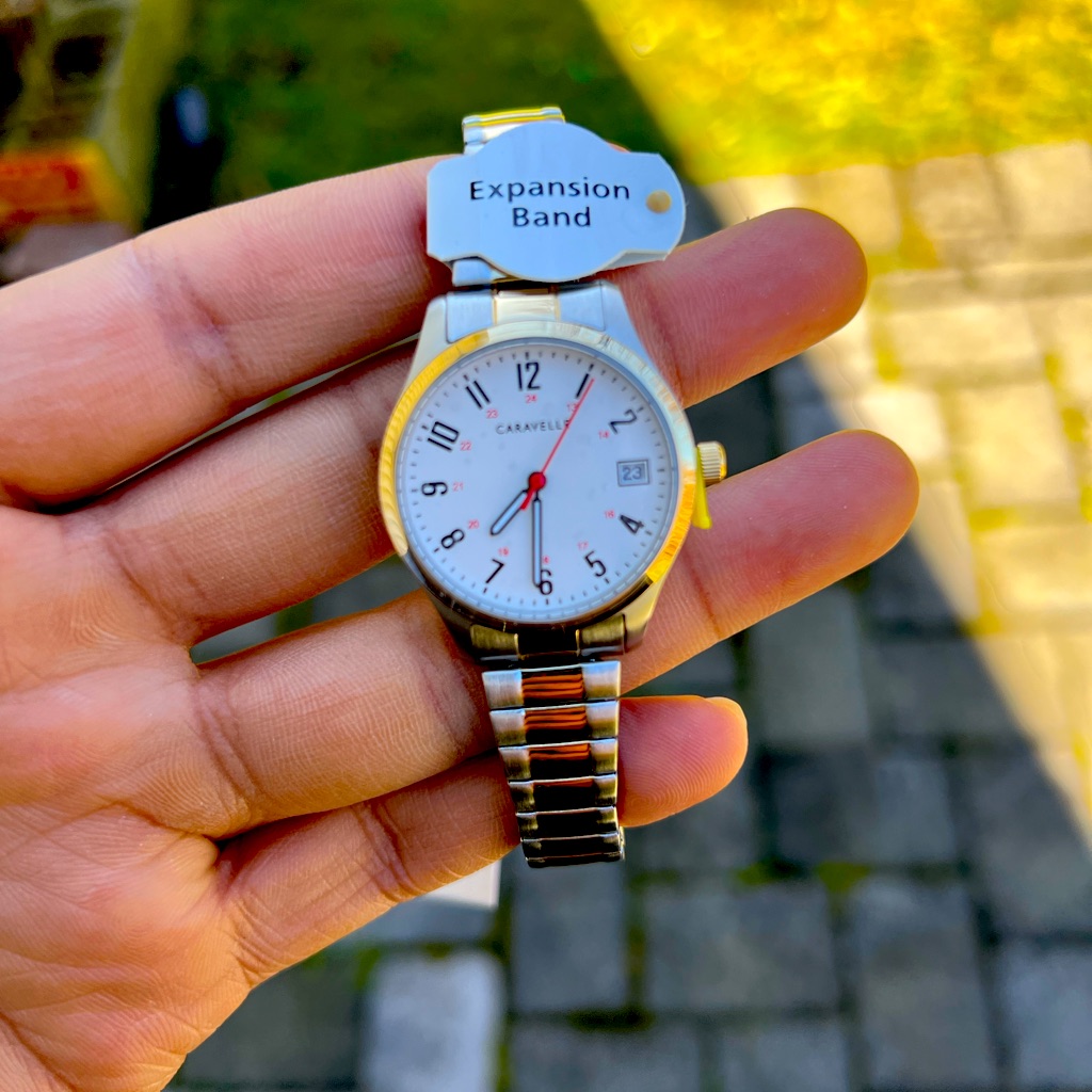 New Bulova Caravelle Ladies Steel Twotone White Dial Watch